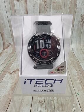 iTech Bold 3 Unisex Adult Smart Watch, Dark Grey, Silicone Strap